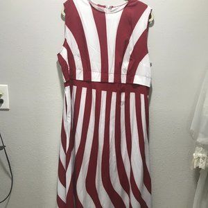 Red-white striped maxi dress